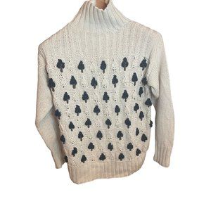 Vintage 90s Jantzen Silk Blend Knit by Hand Club Spade Mockneck Sweater Sz M